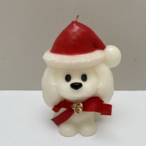 Vintage Hallmark Candle Dog Puppy Wearing Santa Hat and Jingle Bell Christmas